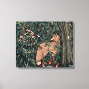 William Morris Greenery Fox Wildlife  Canvas Print