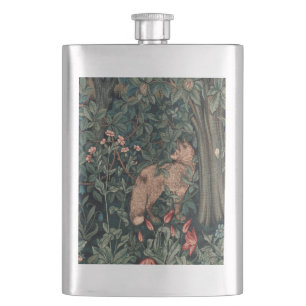 William Morris Greenery Fox Wildlife Hip Flask