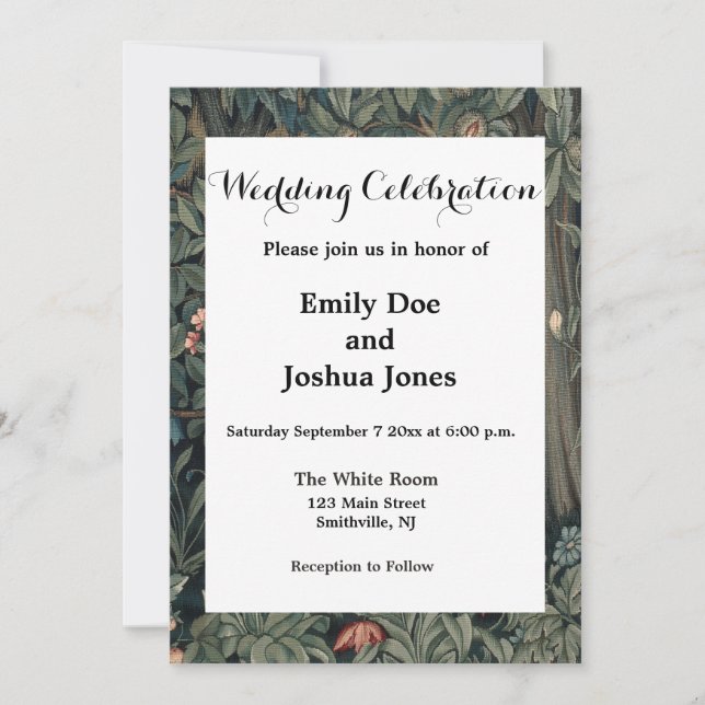 William Morris Greenery Fox Wildlife  Invitation (Front)