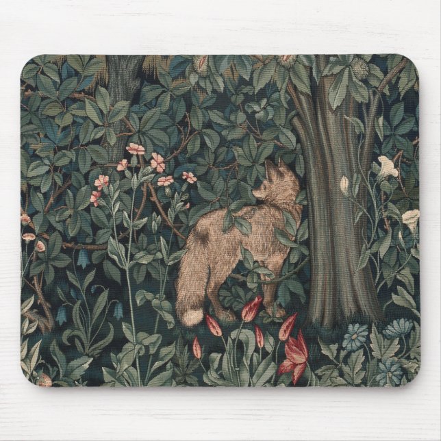 William Morris Greenery Fox Wildlife  Mouse Pad (Front)