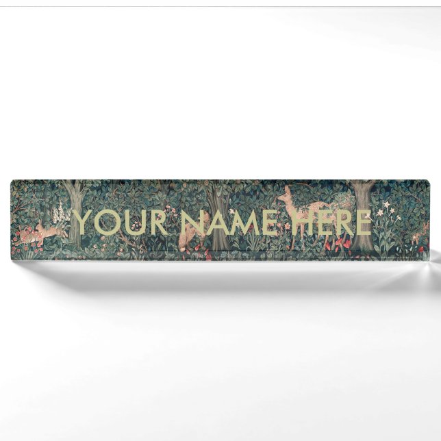 William Morris Greenery Fox Wildlife  Nameplate (Front)