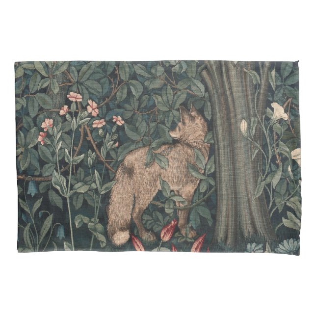 William Morris Greenery Fox Wildlife  Pillowcase (Front)