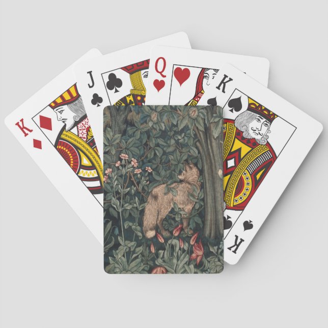 William Morris Greenery Fox Wildlife  Playing Cards (Back)