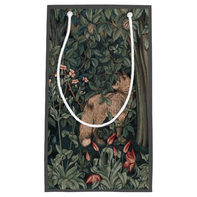 William Morris Greenery Fox Wildlife  Small Gift Bag (Front)