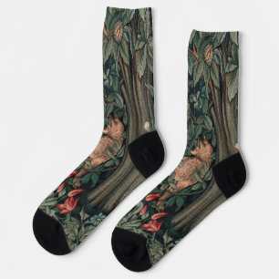 William Morris Greenery Fox Wildlife Socks