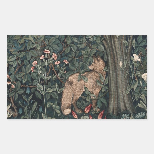 William Morris Greenery Fox Wildlife  Sticker (Front)