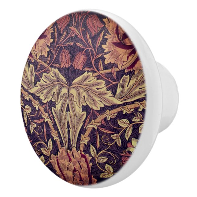 William * Morris  Grey Floral Lodden Ceramic Knob (Right)