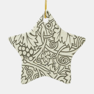 William Morris grey green Grape Vine Pattern Ceramic Ornament