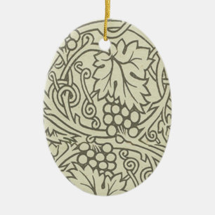 William Morris grey green Grape Vine Pattern Ceramic Ornament