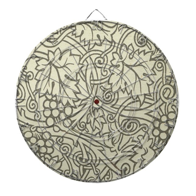 William Morris grey green Grape Vine Pattern Dartboard (Front)