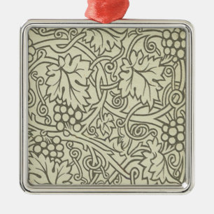 William Morris grey green Grape Vine Pattern Metal Ornament