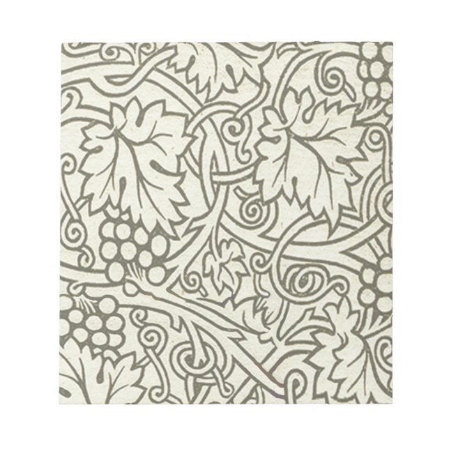 William Morris grey green Grape Vine Pattern Notepad (Front)