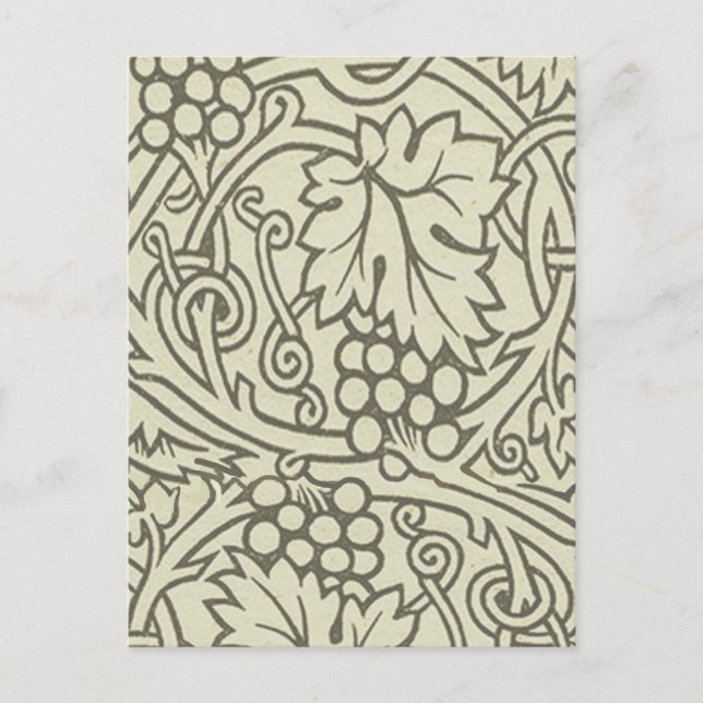 William Morris grey green Grape Vine Pattern Postcard (Front)