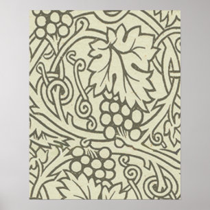 William Morris grey green Grape Vine Pattern Poster