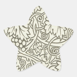 William Morris grey green Grape Vine Pattern Star Sticker