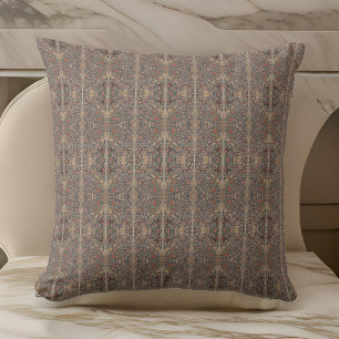 William * Morris  Grey Peach Floral Vintage  Throw Pillow