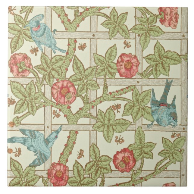 William Morris Historic Trellis Birds Reproduction Tile (Front)