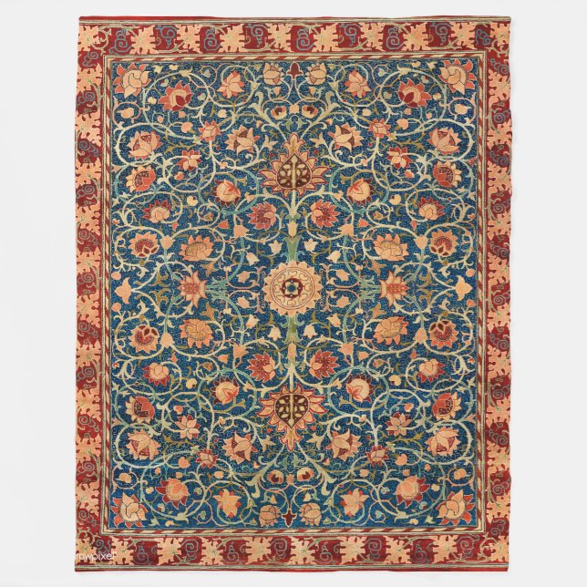 William Morris. Holland Park Carpet. Fleece Blanket (Front)