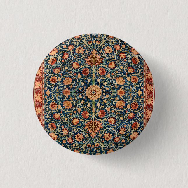 William Morris Holland Park Carpet Pattern 1 Inch Round Button (Front)
