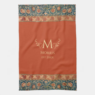 William Morris Holland Park Orange Custom Name Kitchen Towel