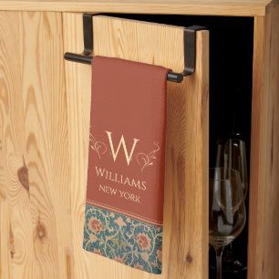 William Morris Holland Park Rust Red Personalized Kitchen Towel