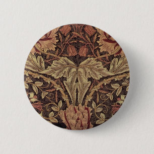 William Morris Honeysuckle Antique Floral Pattern 2 Inch Round Button