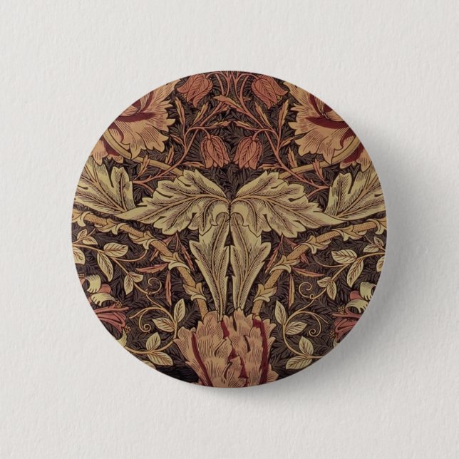 William Morris Honeysuckle Antique Floral Pattern 2 Inch Round Button (Front)