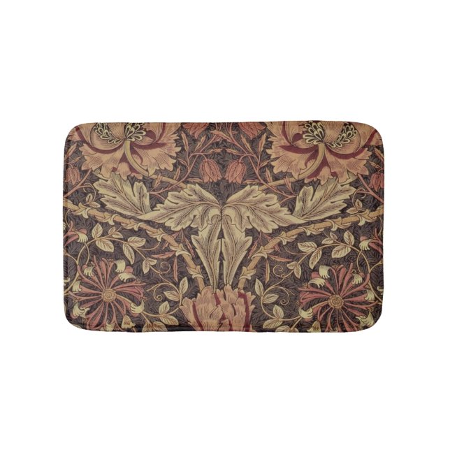 William Morris Honeysuckle Antique Floral Pattern Bath Mat (Front)