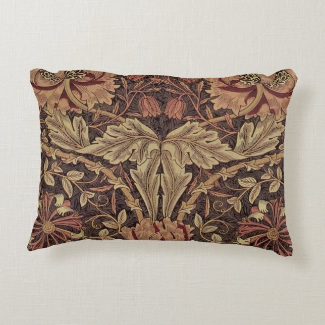 William Morris Honeysuckle Classic English Art Accent Pillow (Back)