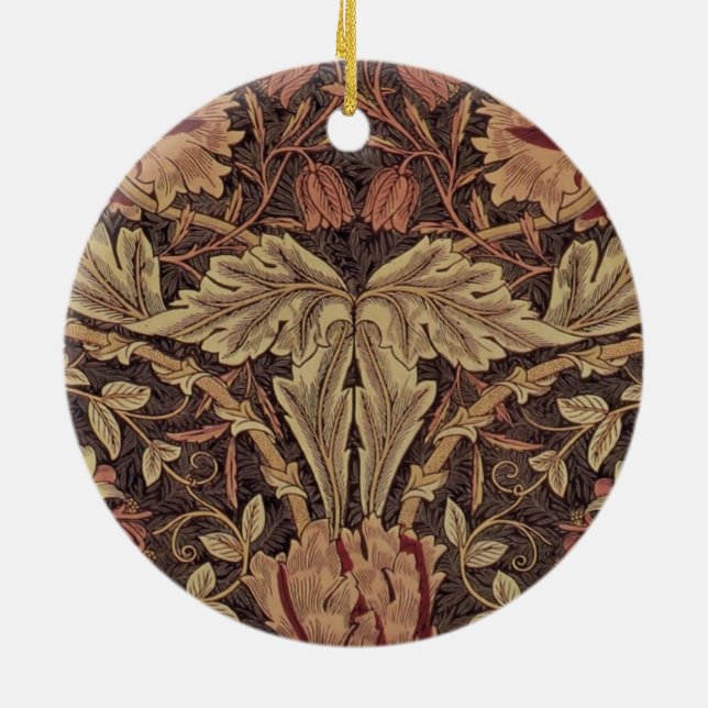 William Morris Honeysuckle Classic English Art Ceramic Ornament (Back)