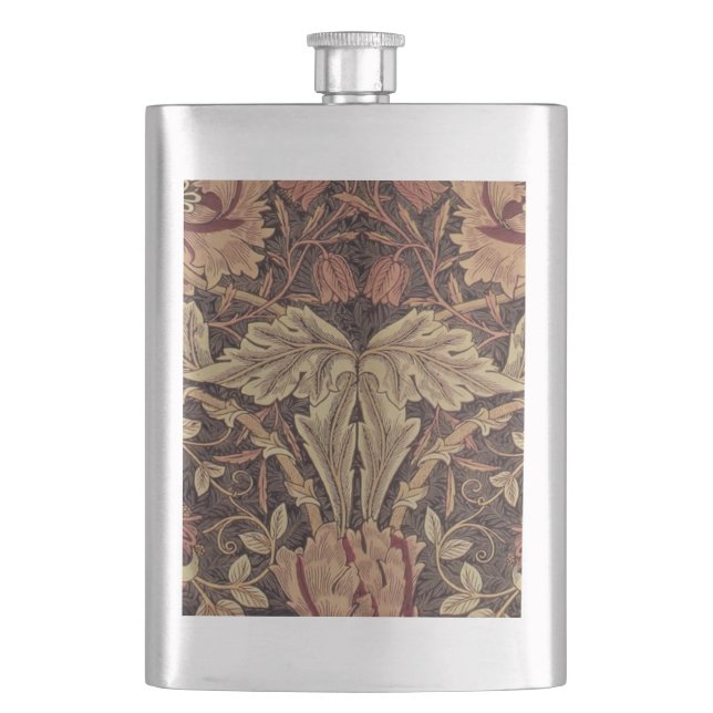 William Morris Honeysuckle Classic English Art Hip Flask (Front)