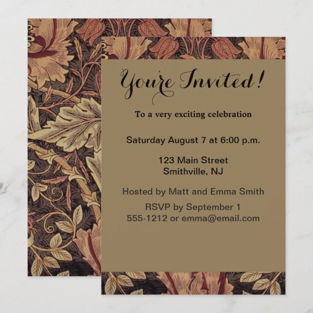 William Morris Honeysuckle Classic English Art Invitation (Front/Back)