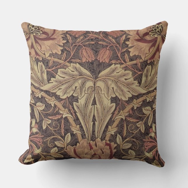 William Morris Honeysuckle Classic English Art Outdoor Pillow (Front)