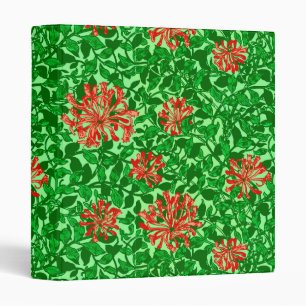 William Morris Honeysuckle, Coral Red and Green Binder