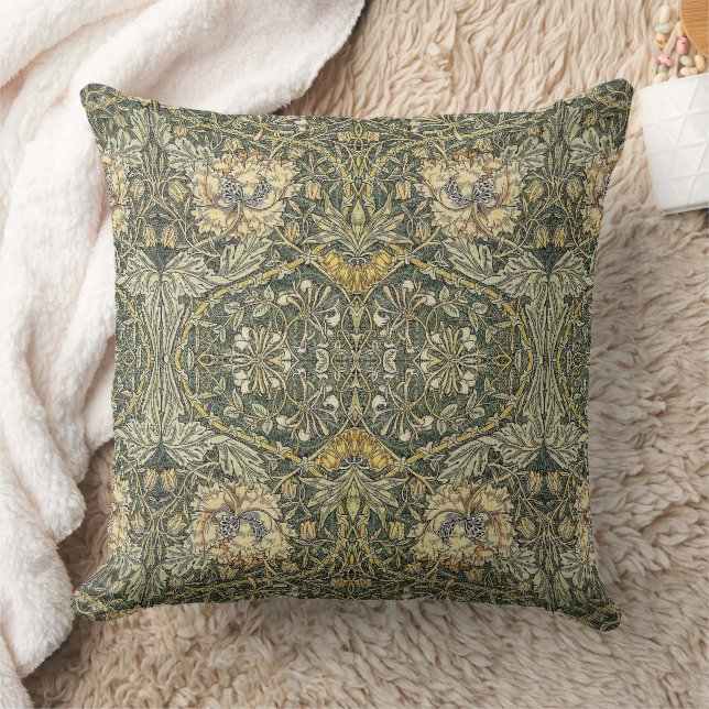  William Morris Honeysuckle Design Throw Pillow (Blanket)