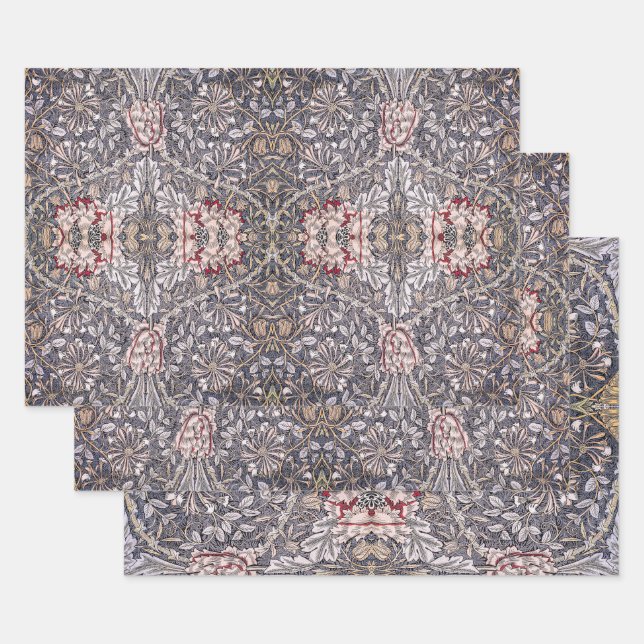  William Morris Honeysuckle Design Wrapping Paper Sheet (Set)