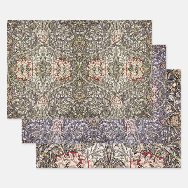  William Morris Honeysuckle Design Wrapping Paper Sheet (Set)