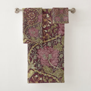William Morris, Honeysuckle, floral. pattern, art Bath Towel Set