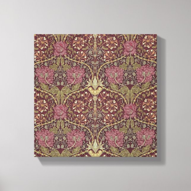 William Morris, Honeysuckle, floral. pattern, art Canvas Print (Front)