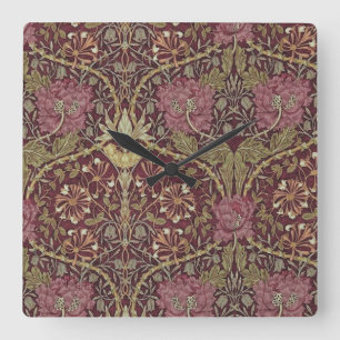 William Morris, Honeysuckle, floral. pattern, art Square Wall Clock