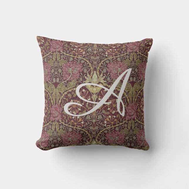 William Morris, Honeysuckle, floral. pattern, art Throw Pillow (Front)