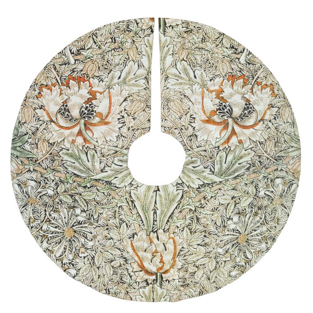 William Morris Honeysuckle Floral Wallpaper Brushed Polyester Tree Skirt (Front)