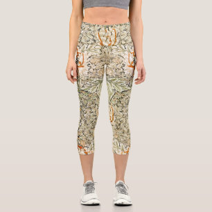 William Morris Honeysuckle Floral Wallpaper Capri Leggings