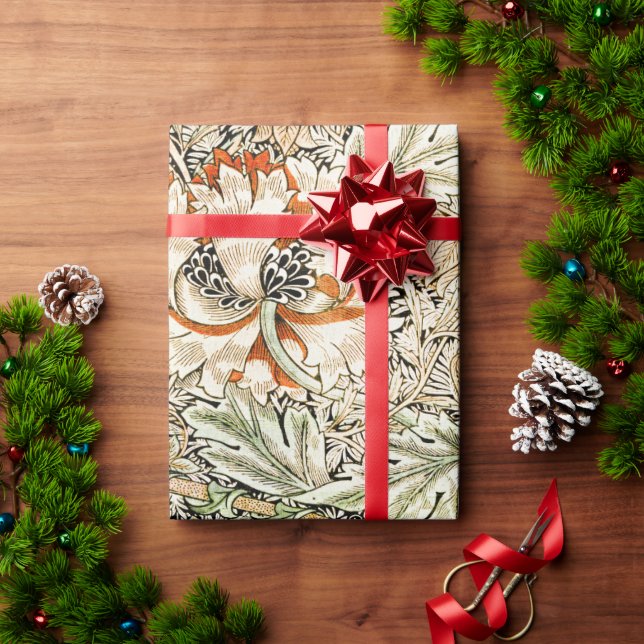 William Morris Honeysuckle Floral Wallpaper Wrapping Paper (Holiday Gift)