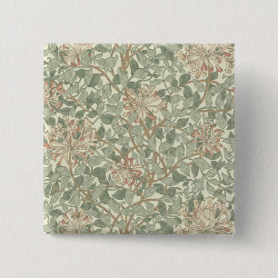 William Morris Honeysuckle Flower Wallpaper 2 Inch Square Button