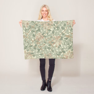 William Morris Honeysuckle Flower Wallpaper Fleece Blanket