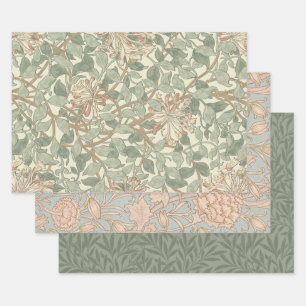 William Morris Honeysuckle Flower Wallpaper Wrapping Paper Sheet