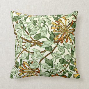 William Morris - Honeysuckle Green and Gold  Throw Pillow