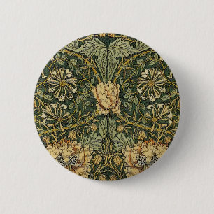 William Morris Honeysuckle Green Floral 2 Inch Round Button