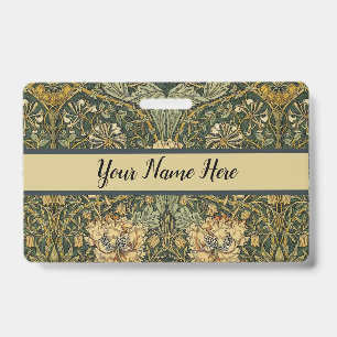 William Morris Honeysuckle Green Floral Badge